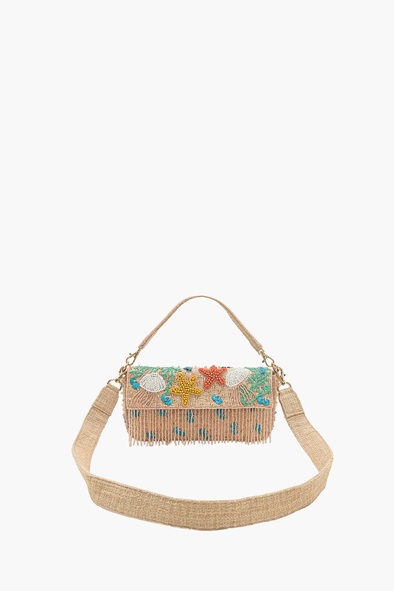 Natural Star Fish Beaded Shoulder Bag