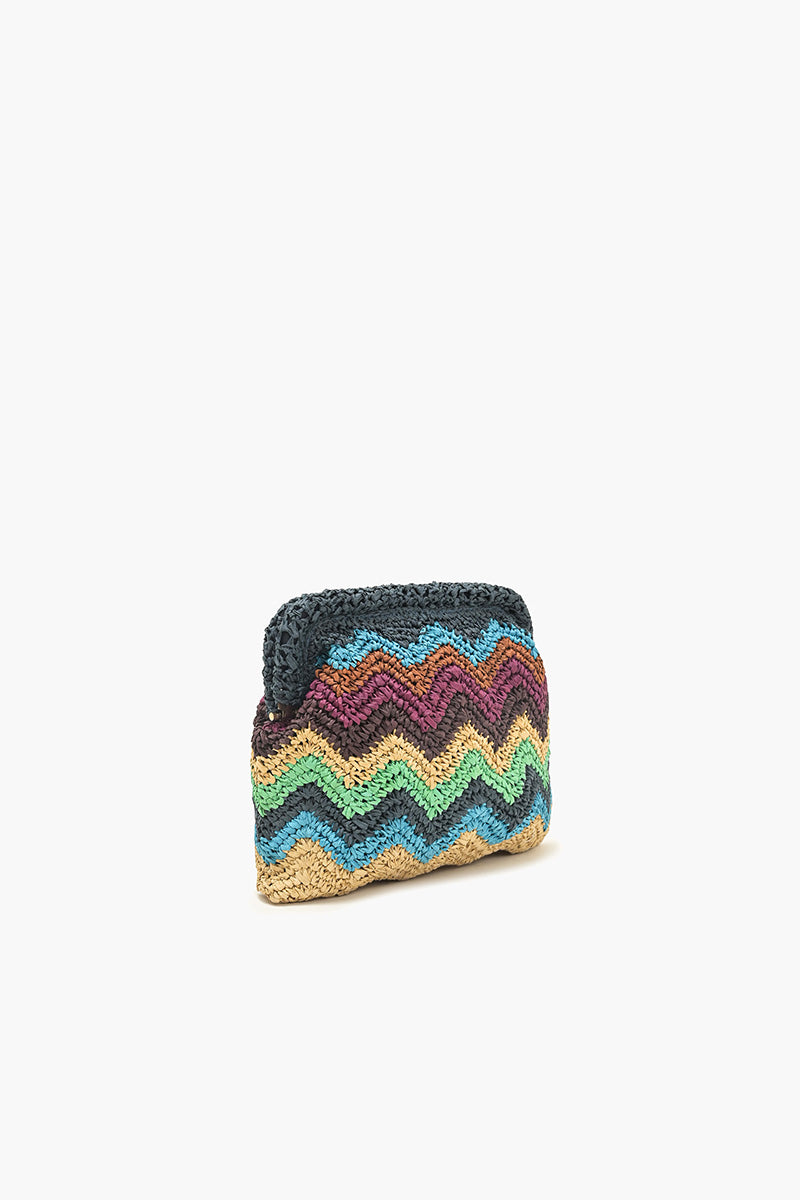 Chevron Raffia Clutch