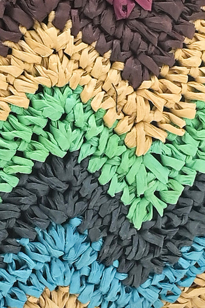 Chevron Raffia Clutch