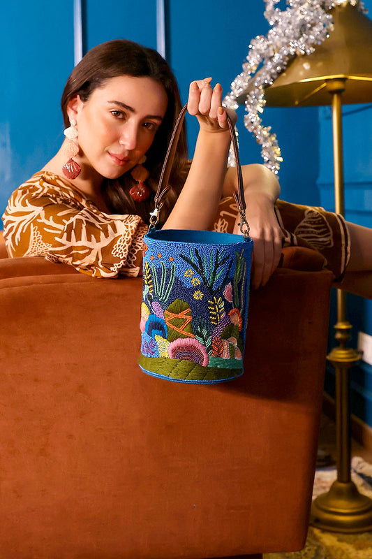 Ocean Inspired Beaded Bucket Bag