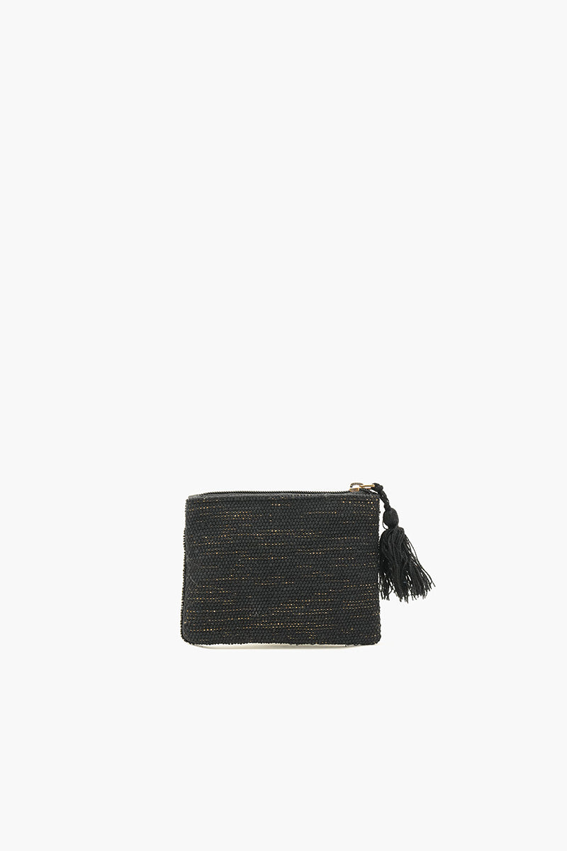Floral Check Beaded Coin Pouch