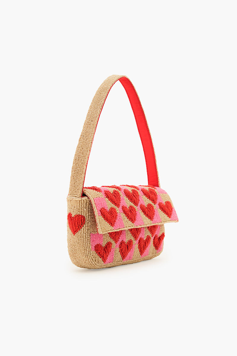 Amour Artisan Heart Beaded Shoulder Bag