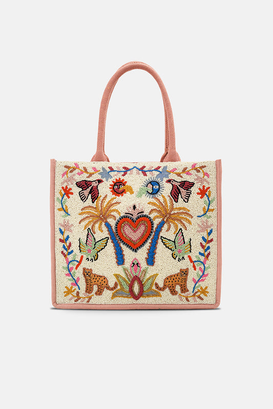 Safari Luxe Leopard Hand-Beaded Book Tote
