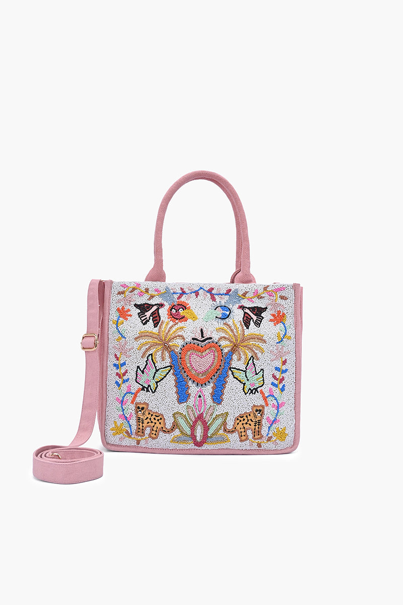 Safari Luxe Leopard Hand-Beaded Book Tote