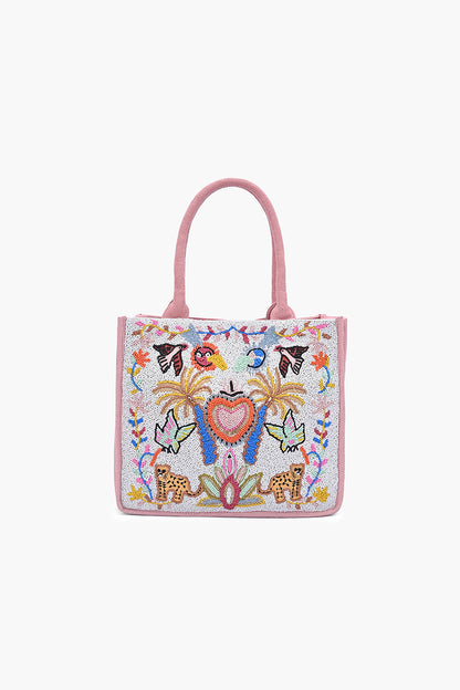 Safari Luxe Leopard Hand-Beaded Book Tote
