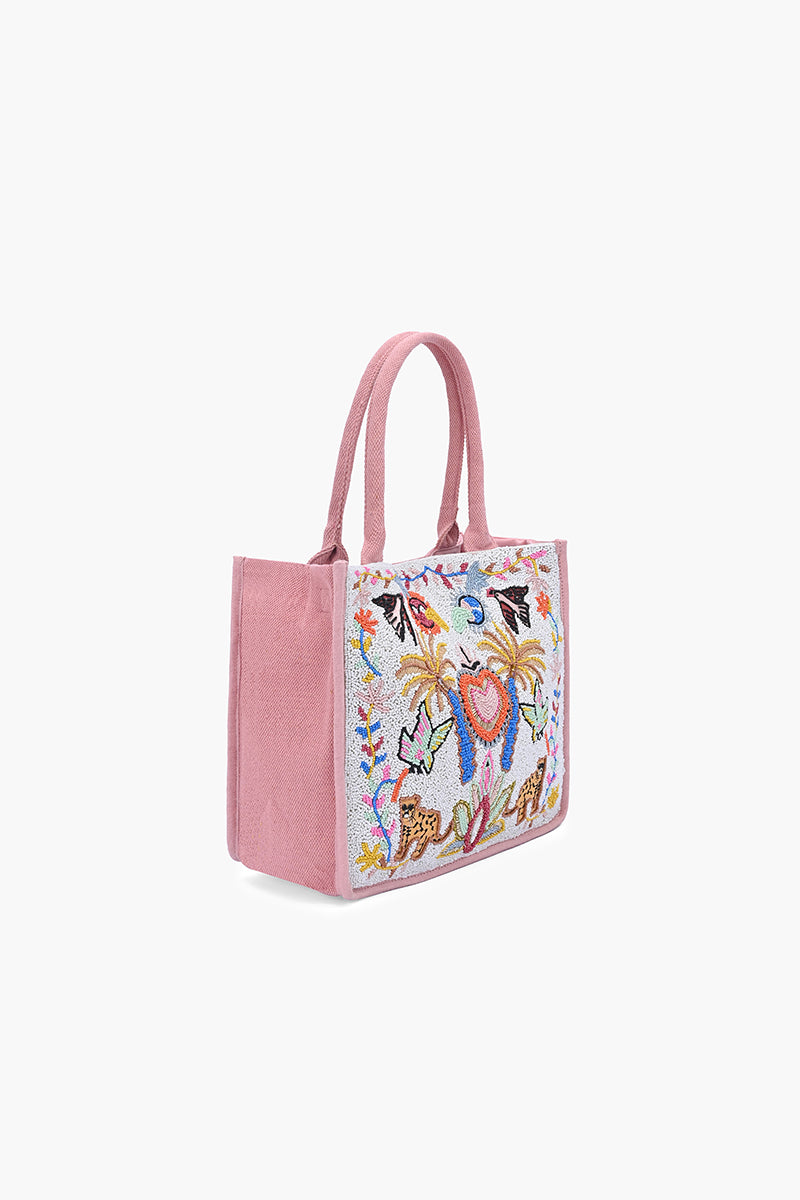 Safari Luxe Leopard Hand-Beaded Book Tote
