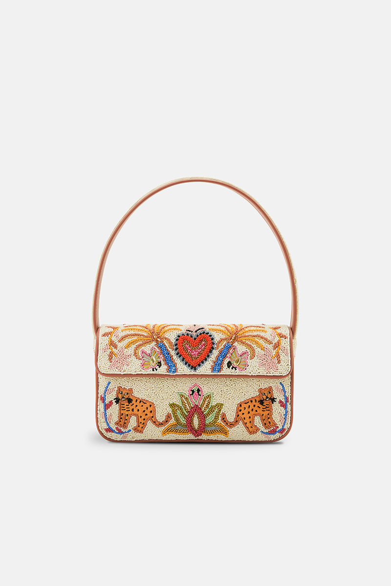 Safari Luxe Leopard Hand-Beaded Shoulder Bag