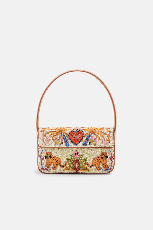 Safari Luxe Leopard Hand-Beaded Shoulder Bag