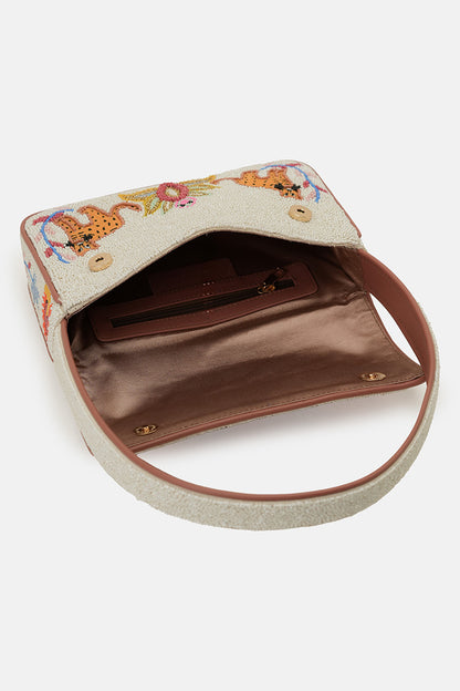 Safari Luxe Leopard Hand-Beaded Shoulder Bag