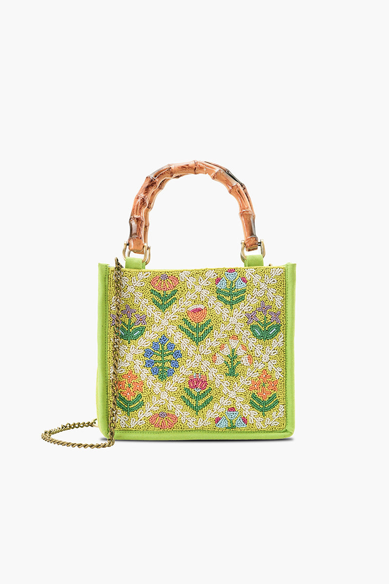 Mod Garden Geo Floral Beaded Mini Tote