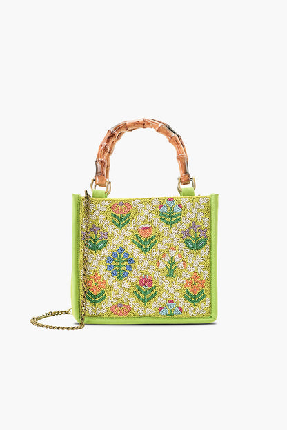Mod Garden Geo Floral Beaded Mini Tote