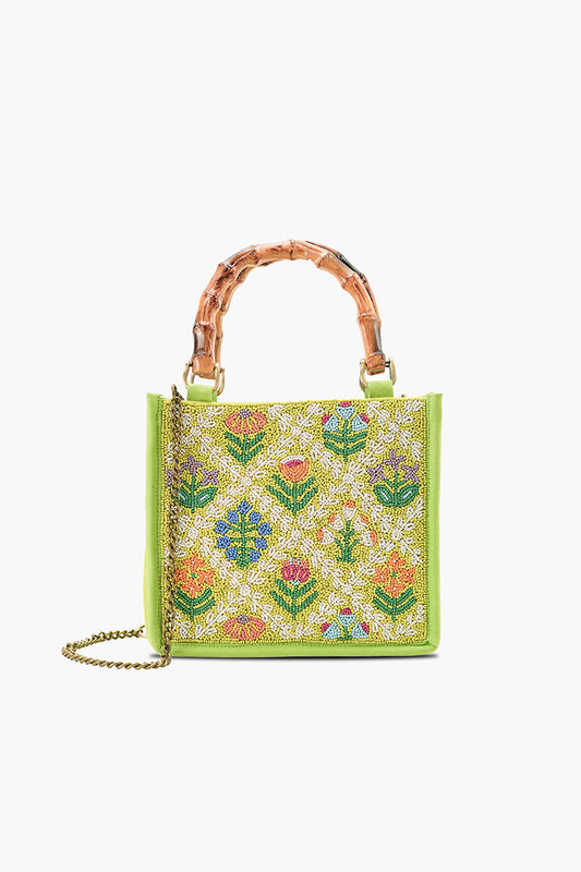 Mod Garden Geo Floral Beaded Mini Tote