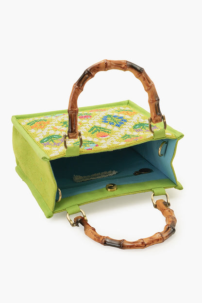 Mod Garden Geo Floral Beaded Mini Tote