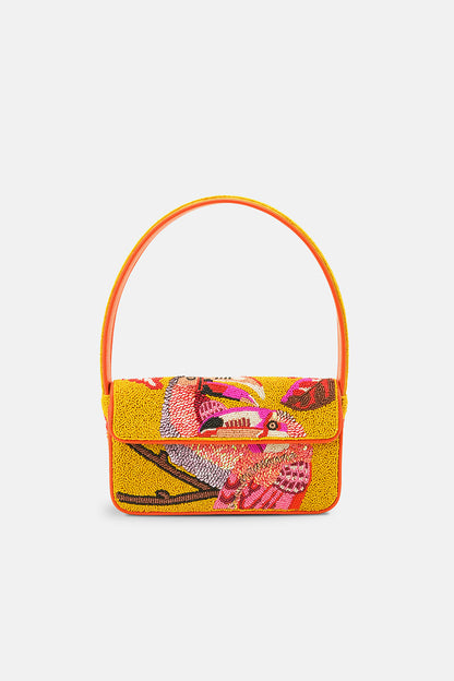 Tropical Toucan Handcrafted Beaded Shoulder Bag