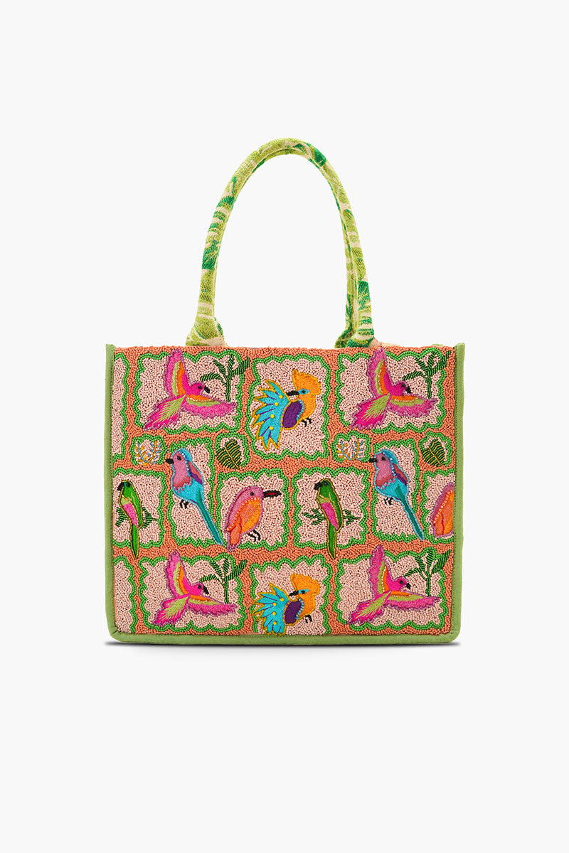 Paradise Found Birds Beaded Luxury Book Tote