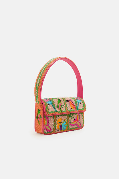 Paradise Found Birds Beaded Luxury Beaded Shoulder Bag