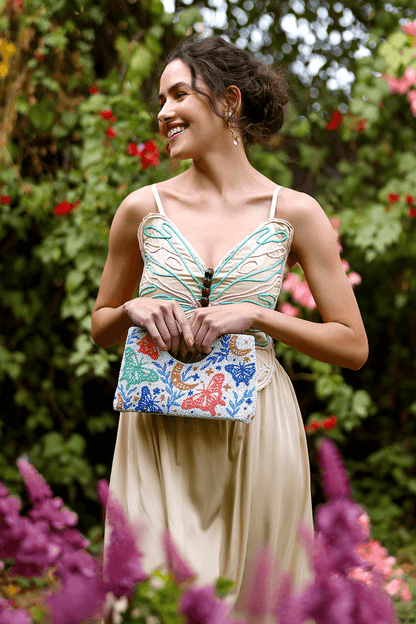 Mariposa Monarch Butterfly Beaded Handheld Clutch