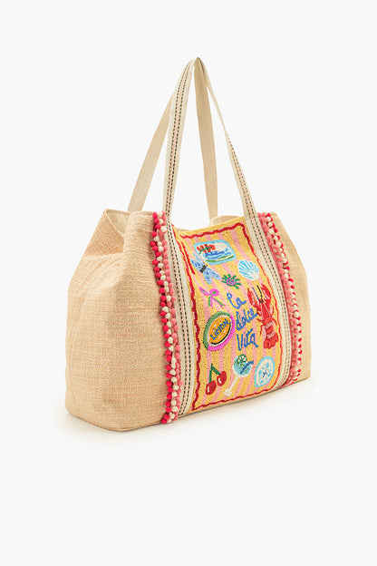 Riviera Chic "La Dolce Vita" Beaded Oversized Tote