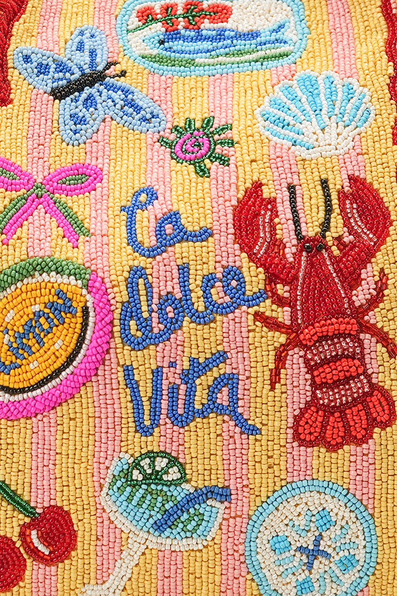 Riviera Chic "La Dolce Vita" Beaded Oversized Tote