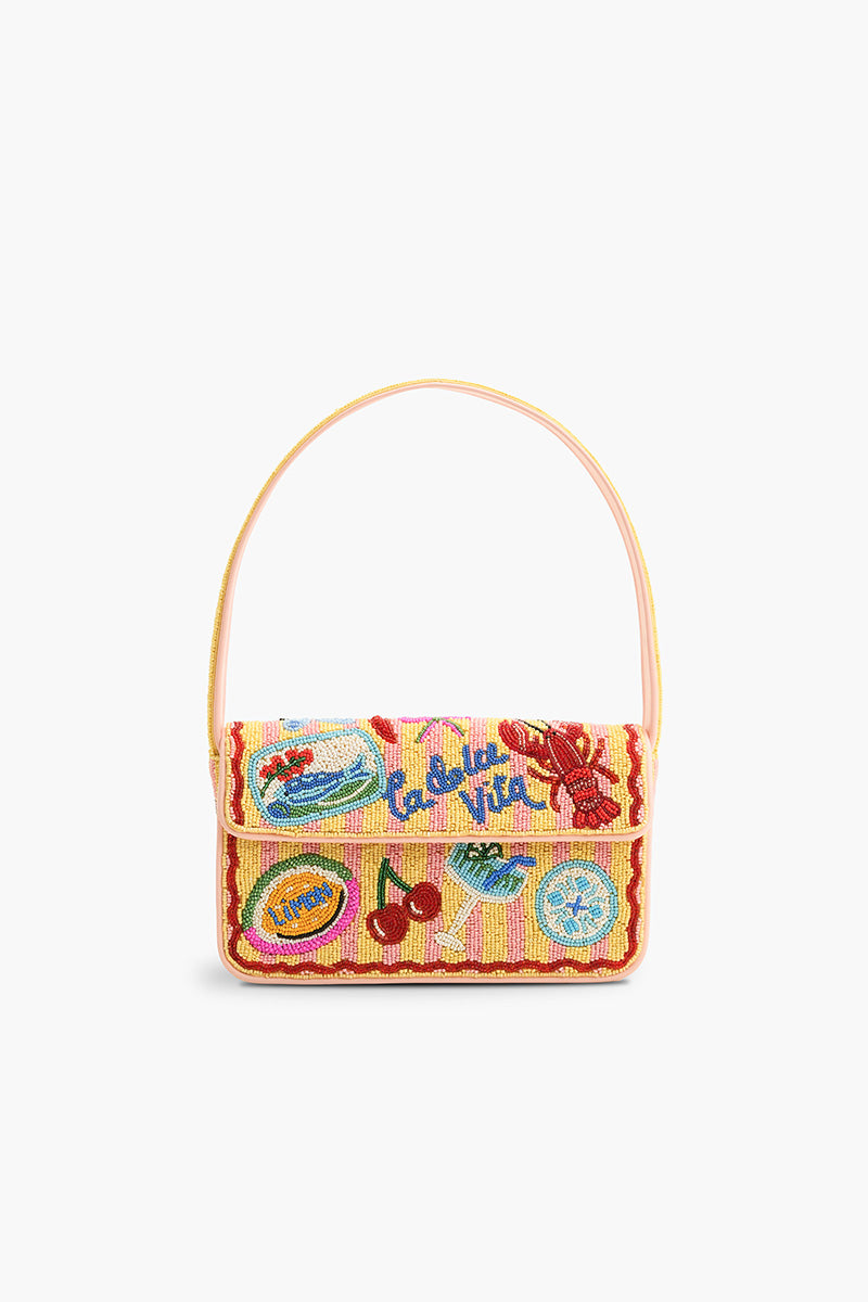 Riviera Chic "La Dolce Vita" Beaded Shoulder Bag