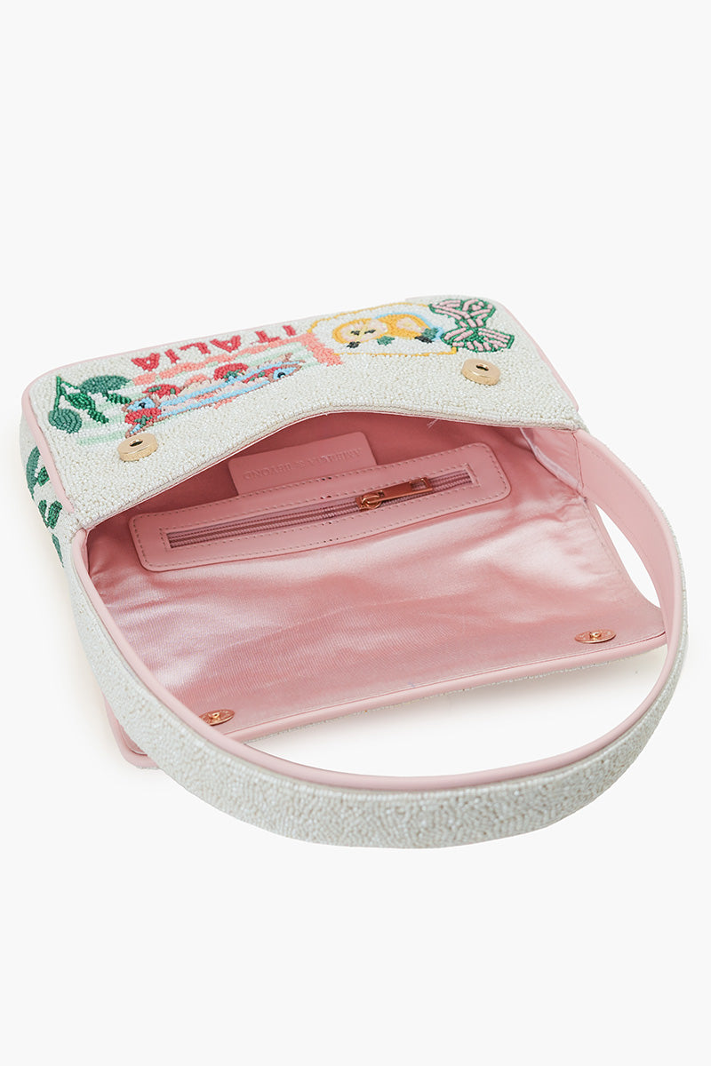 Postcard From Italy Destination Beaded Shoulder Bag