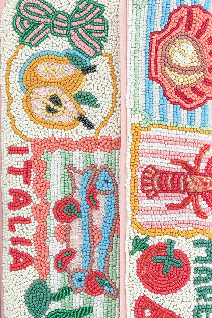 Postcard From Italy Destination Beaded Shoulder Bag