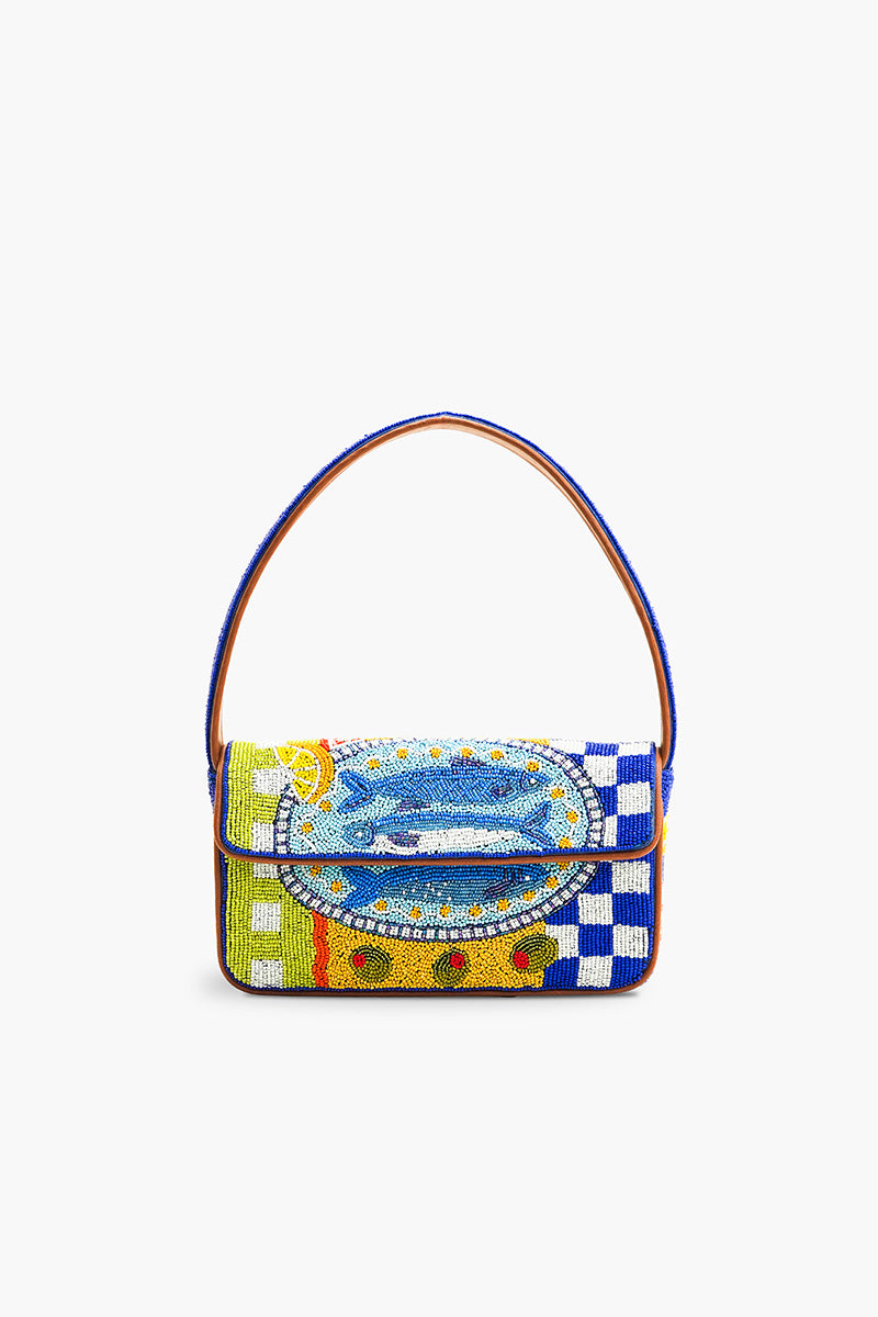 Mediterranean Sardine Hand-Beaded Shoulder Bag