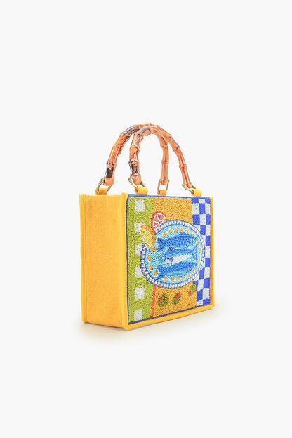 Mediterranean Sardine Hand-Beaded Mini Tote