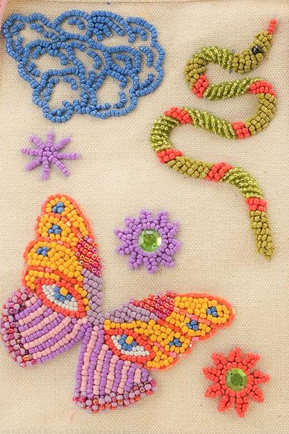 Whimsical Butterfly Beaded Small Boat Tote