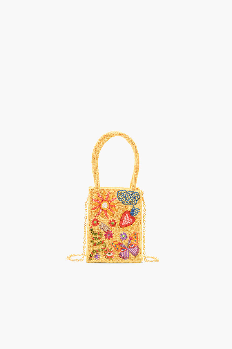 Whimsical Butterfly Beaded North South Tote