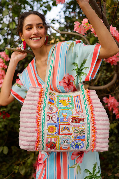 Ultimate Summer Vacay Beaded Oversized Tote