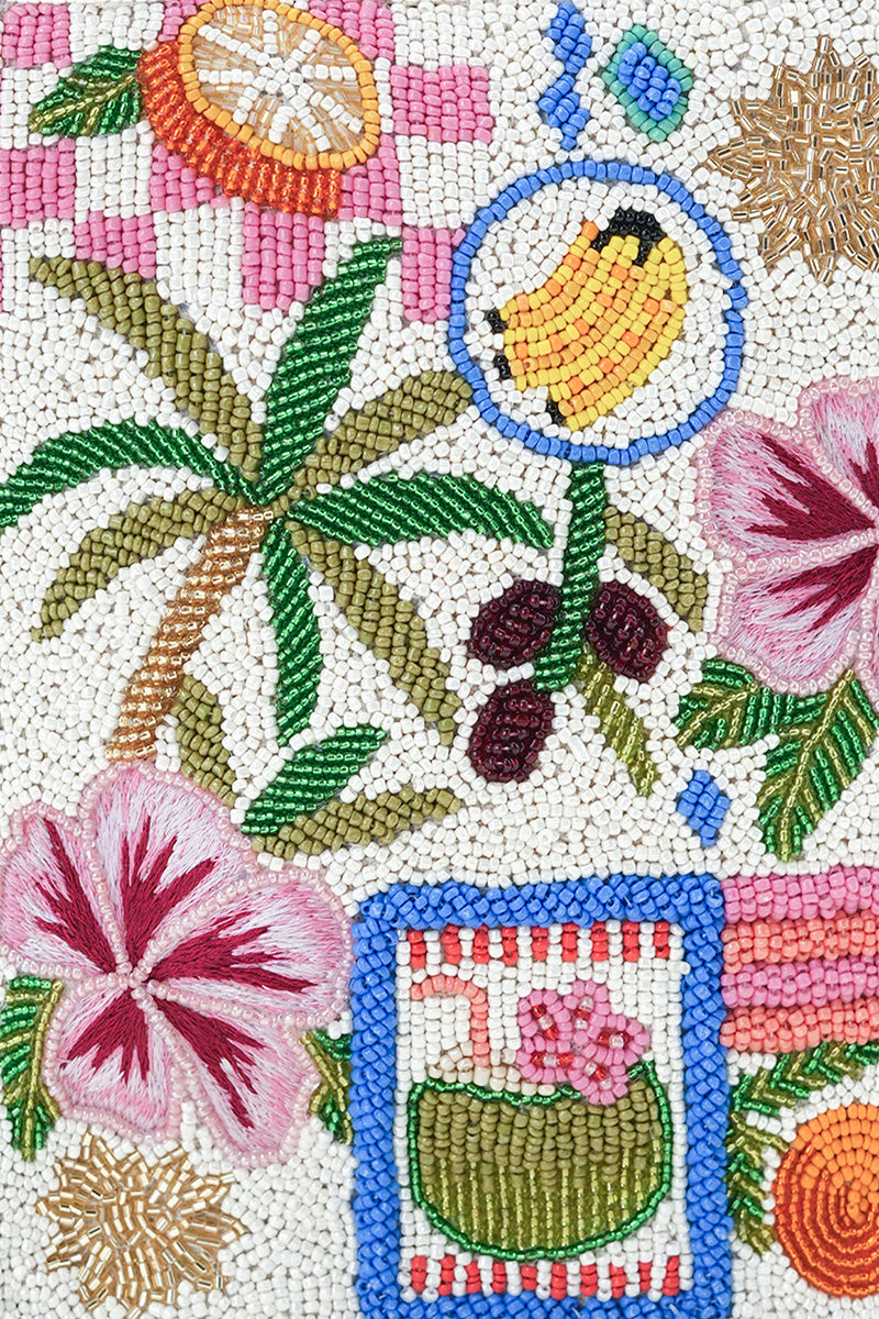 Zesty Orchard Orange Lemon Floral Beaded North South Tote