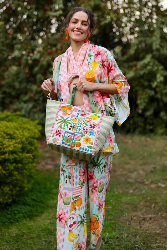Zesty Orchard Orange Lemon Floral Tote