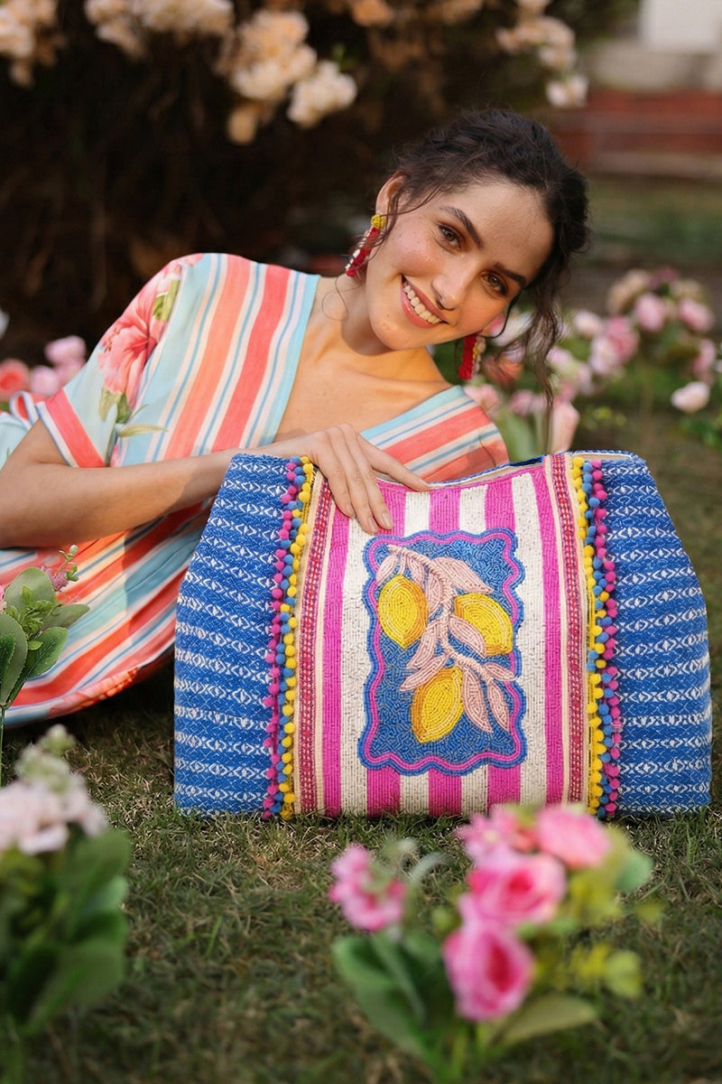 Limoncello Dream Hand-Beaded Oversized Tote
