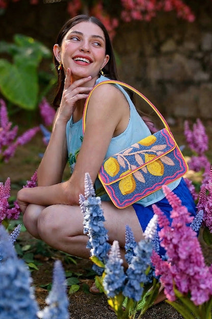 Limoncello Dream Hand-Beaded Shoulder Bag