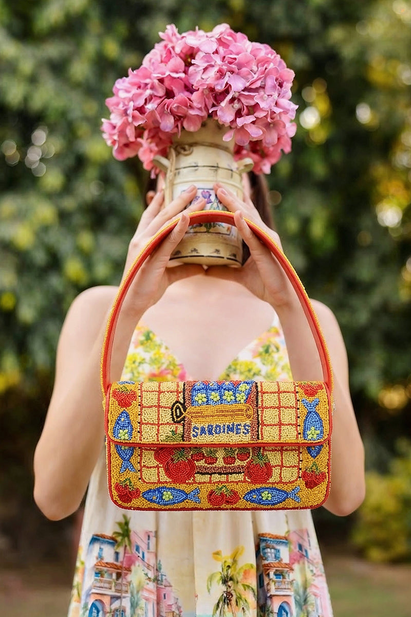 Deep Sea Sardine Beaded Coastal Shoulder Bag