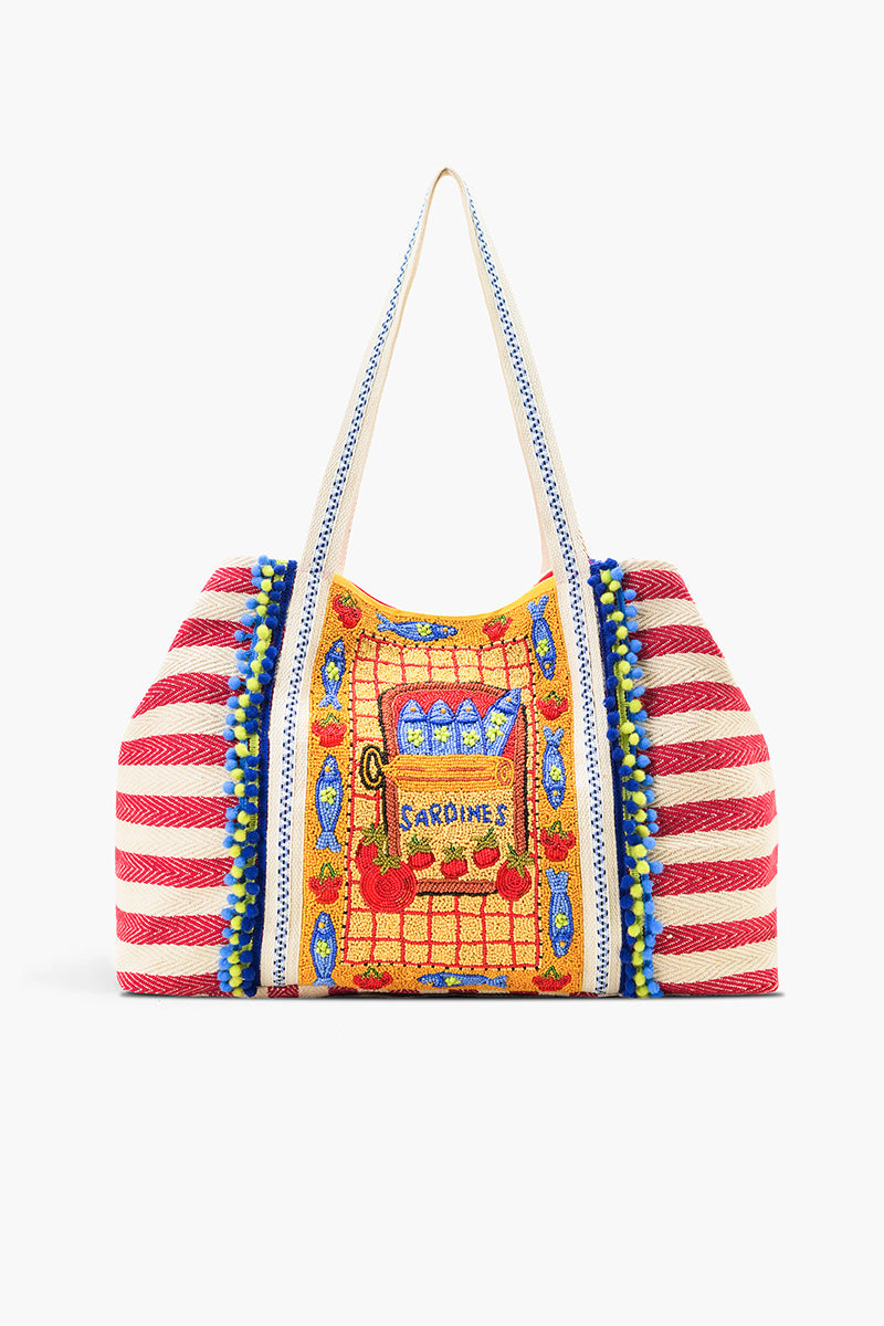 Deep Sea Sardine Beaded Coastal Oversized Tote