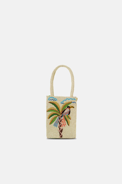 Paradise Palm Bird Handcrafted North South Tote