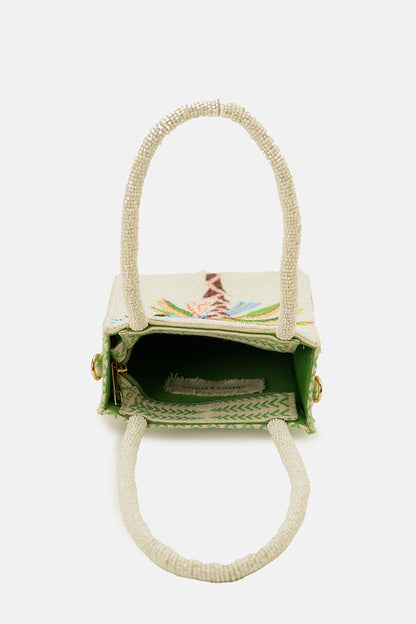 Paradise Palm Bird Handcrafted North South Tote