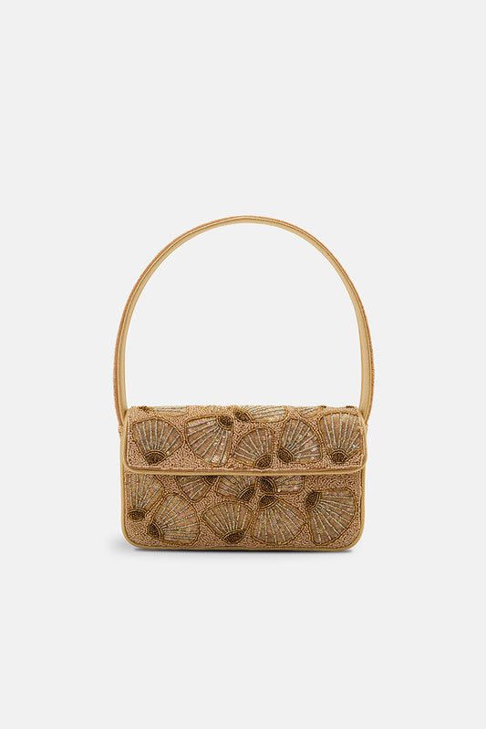 Shimmering Gold Shell Artisan Shoulder Bag