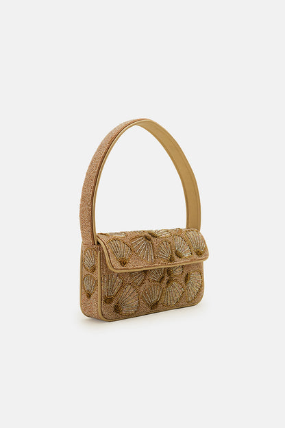 Shimmering Gold Shell Artisan Shoulder Bag