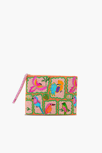 Paradise Found Birds Beaded Wristlet Clutch