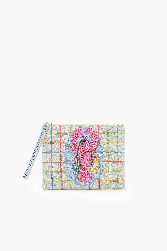 New England Lobster Beaded Wristlet Clutch