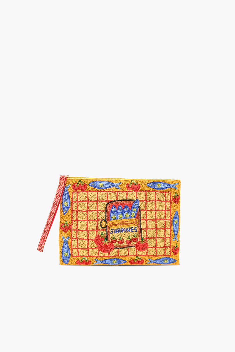 Deep Sea Sardine Beaded Wristlet Clutch