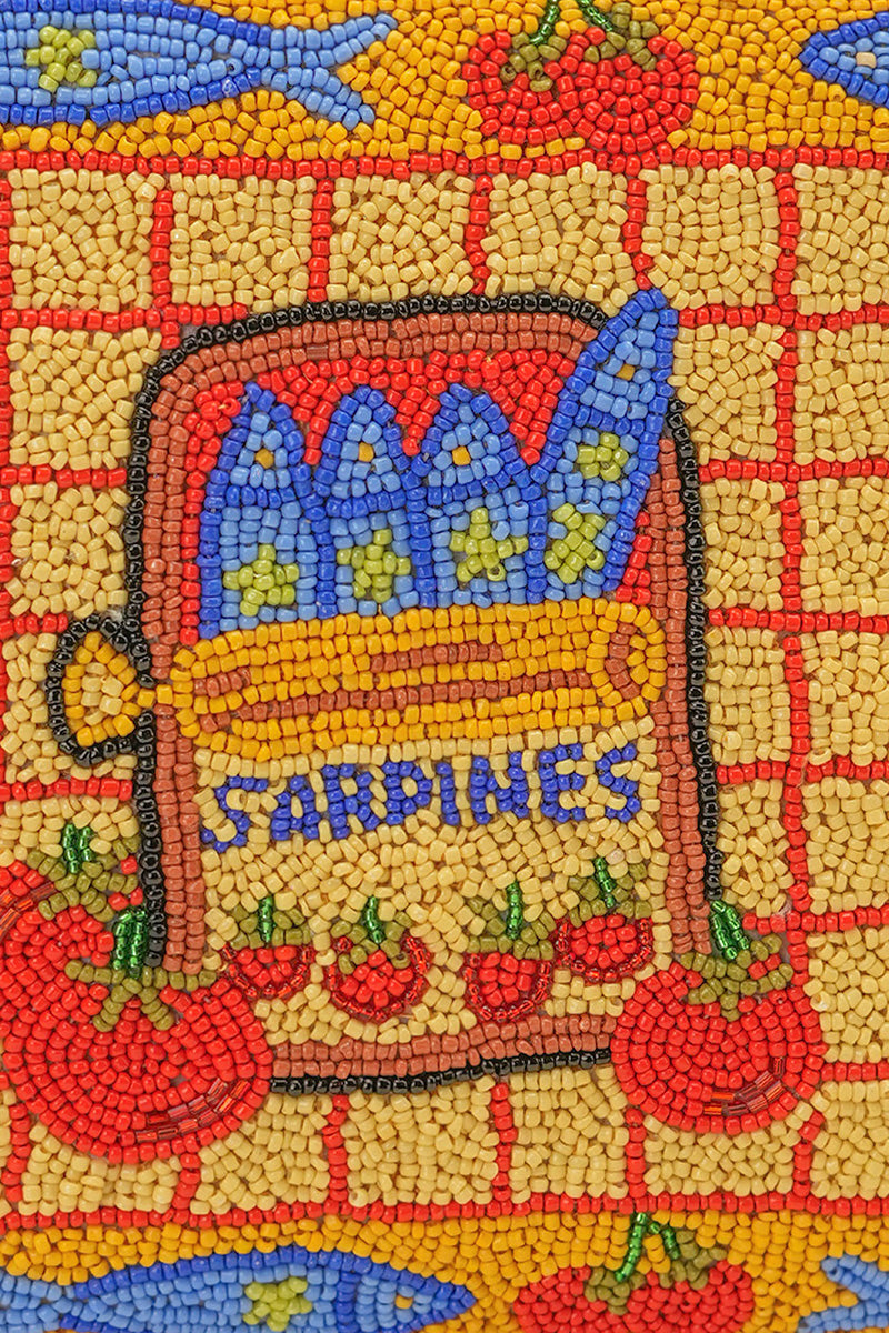 Deep Sea Sardine Beaded Wristlet Clutch
