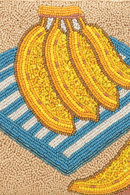 Tropical Harvest Banana Beaded Wristlet Clutch