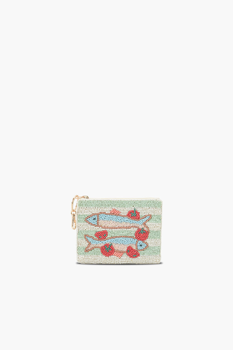 Seaside Stripes Sardine Beaded Coin Pouch