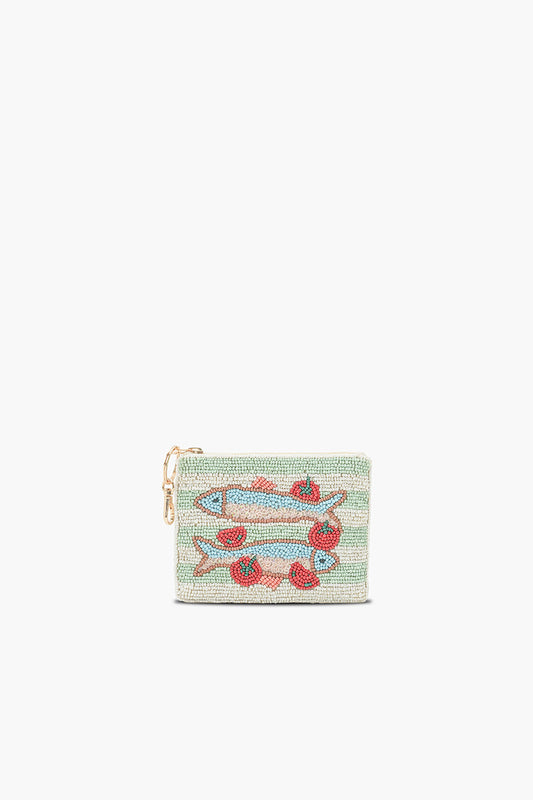 Seaside Stripes Sardine Beaded Coin Pouch