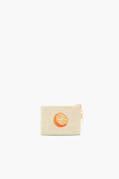 Zesty Orchard Orange Beaded Coin Pouch