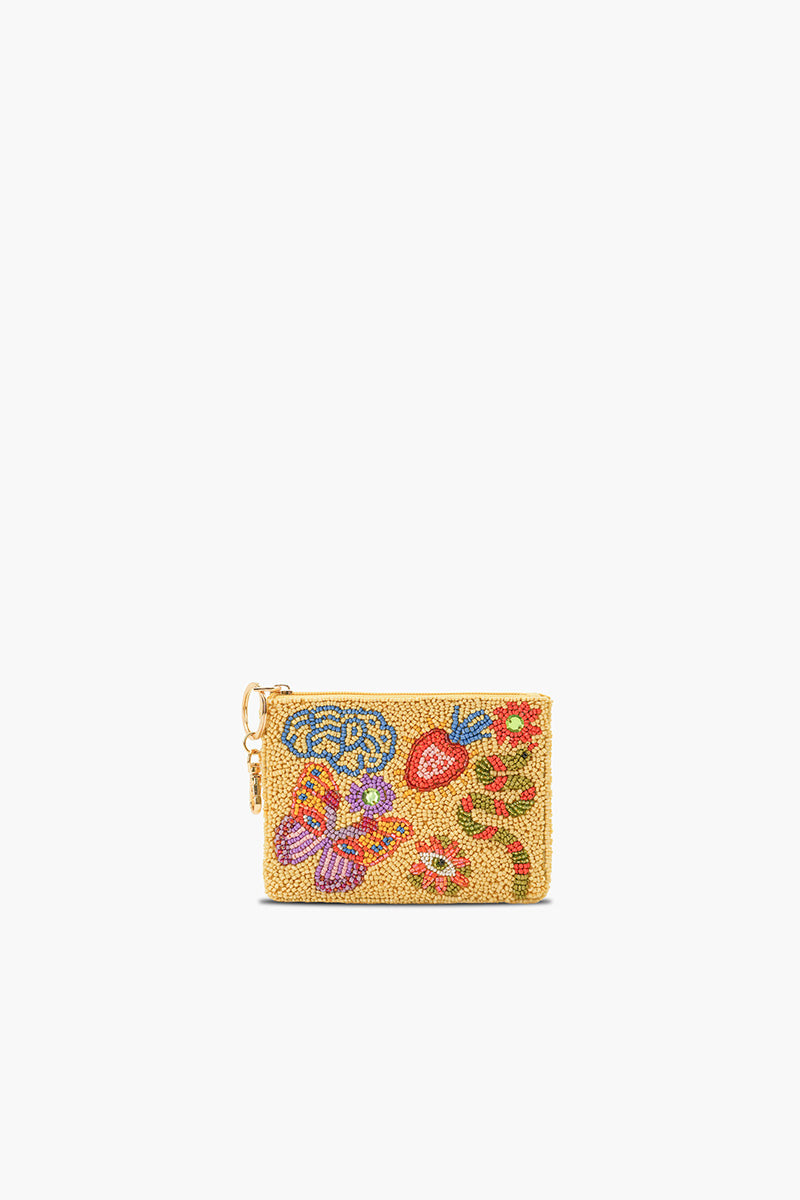 Whimsical Butterfly Beaded Coin Pouch